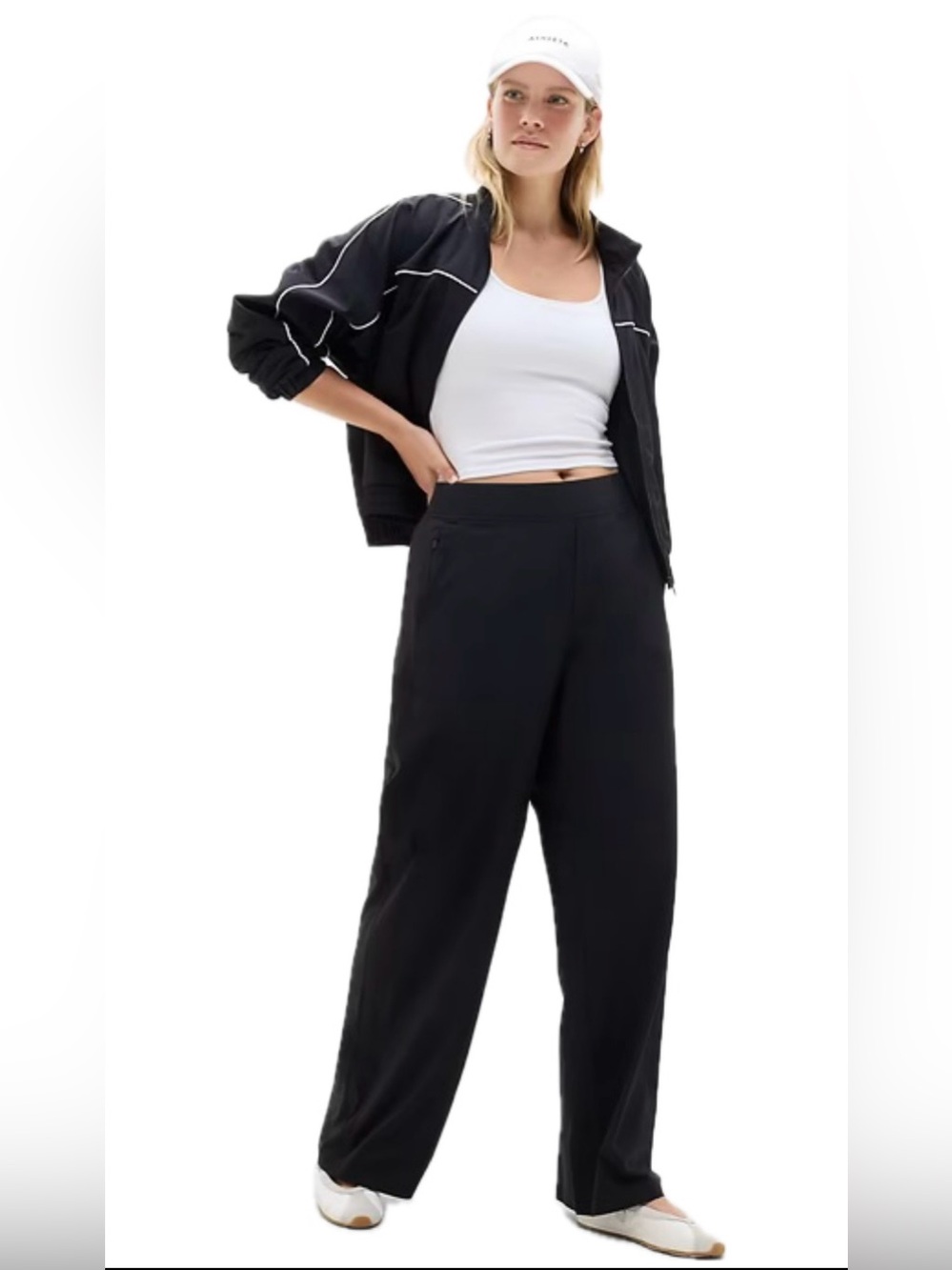 Athleta Brooklyn Mid Rise Wide Leg Pant, Black, EUC